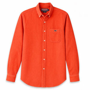 Vineyard Vines Orange Corduroy Tucker Shirt Men's M Button Down Whale Logo